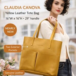 Claudia Canova “Leather” Mustard YellowTote Bag | Large Shopper | Nearly New